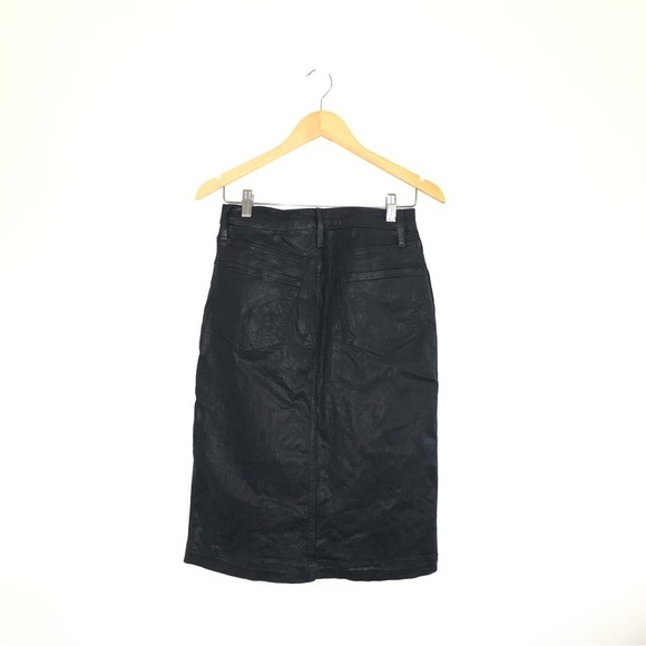 Frame Black Slit-Front Coated Midi Skirt 25 - Picture 7 of 13